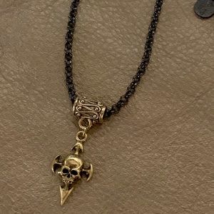 Skull Necklace Gunmetal & Gold